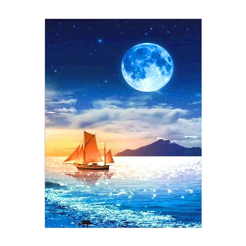 DIY Diamond Painting Art Wall Decoration Home Office Sailboat At Sea