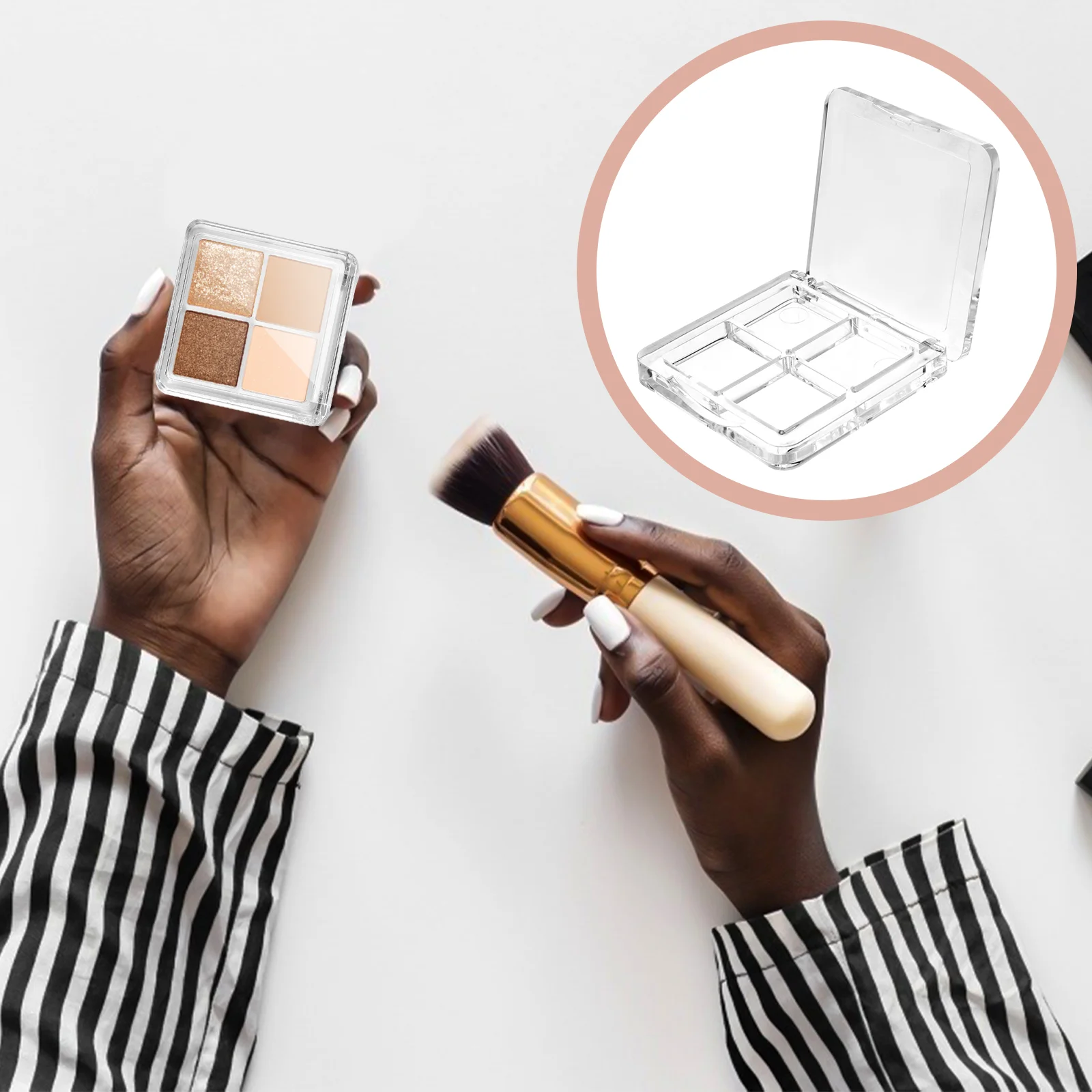 

Empty Eyeshadow Makeup Container Case Shadow Eye Lipstick Box Pallet Storage Refillable Organizer Dish Clear Highlighters