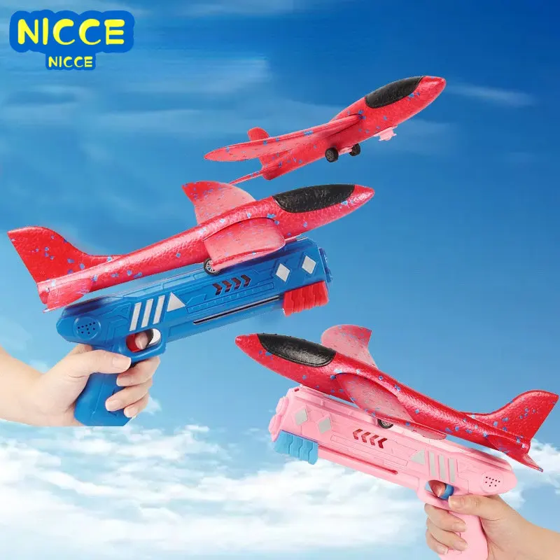 

Nicce Foam Plane Launcher Bubble Airplanes Glider Hand Throw Catapult Plane for Kids Catapult Guns Aircraft Shooting Game Toy