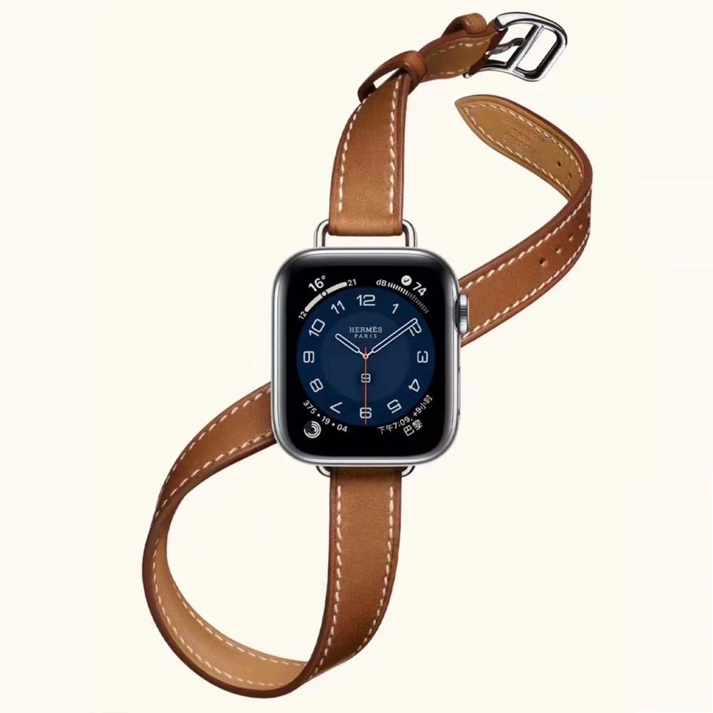Strap for Apple Watch Ultra Band 8 7 6 5 4 3 2 1 SE Lady Women Genuine Leather iWatch Bracelet Apple Watch 49 45 41 44 40 42 38