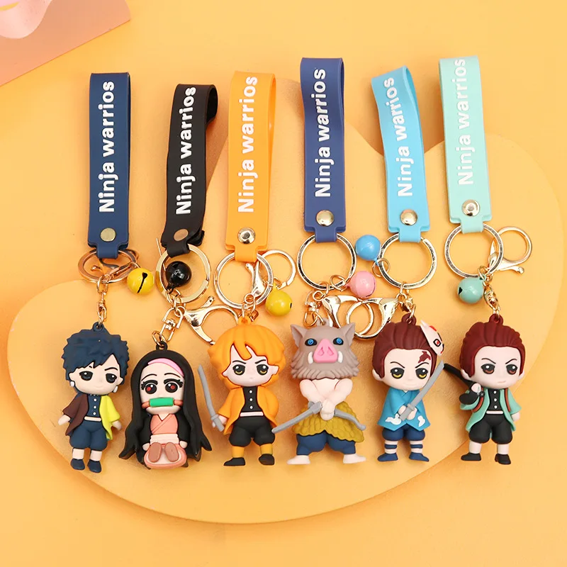 

New Anime Demon Slayer keychain for car keys PVC Kimetsu no Yaiba Blade of Ghost Keychains Key Chain Keyring Jewelry Accessories