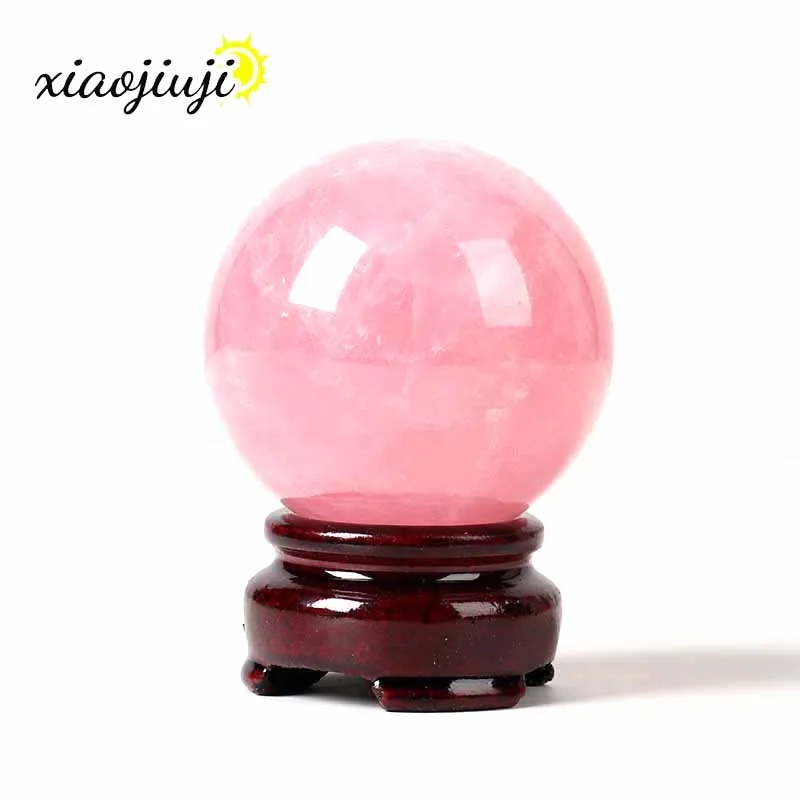 

40mm Natural Pink Crystal Ball Quartz Polished Reiki Healing Stone Sphere Desk Home Decor Crystal Ball Souvenirs Mascot