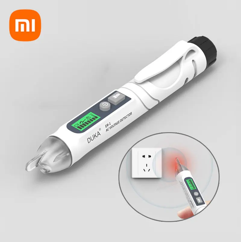 

Индикатор детектора напряжения Xiaomi DUKA ATuMan, Бесконтактный умный тестовый ручка для измерения напряжения и частоты проводов, тестер непрерыв...