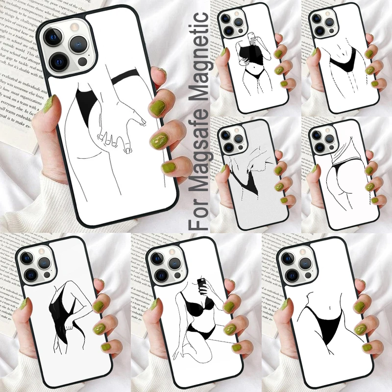 Магнитный мягкий чехол для iPhone 16 Promax 15 Pro 13 14 Plus 11 12 Mini MagSafe