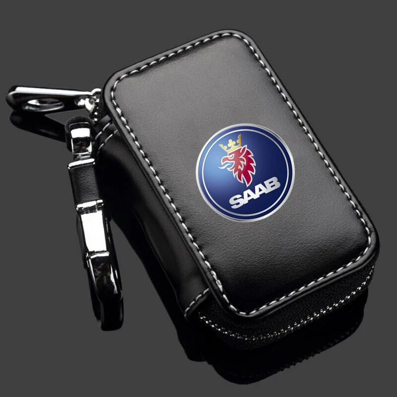 

Universal Car Key Case Car Remote Key Case Cover Leather Car Keychain for SAAB SCANIA 9000 900 428 03-10 9-3 9-5 93 95