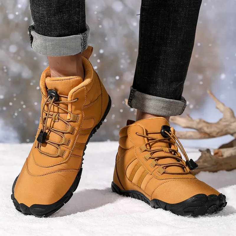 

High top snow boots for men new outdoor hiking and camping shoes for women non slip plush and warm large cotton Zapatos Mujer