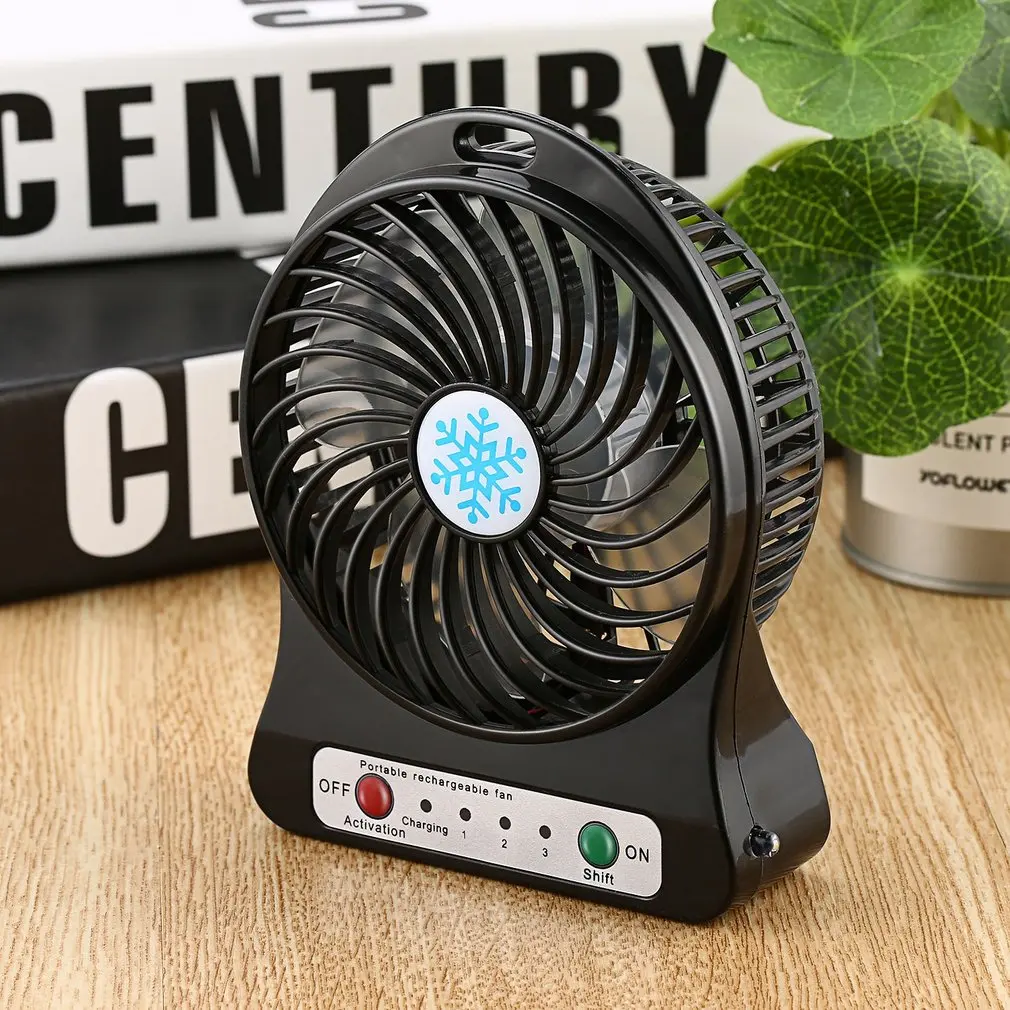 

Portable Mini LED Fan Air Cooler Battery Operated USB Charging Desktop 3 Mode Speed Regulation LED Lighting Function