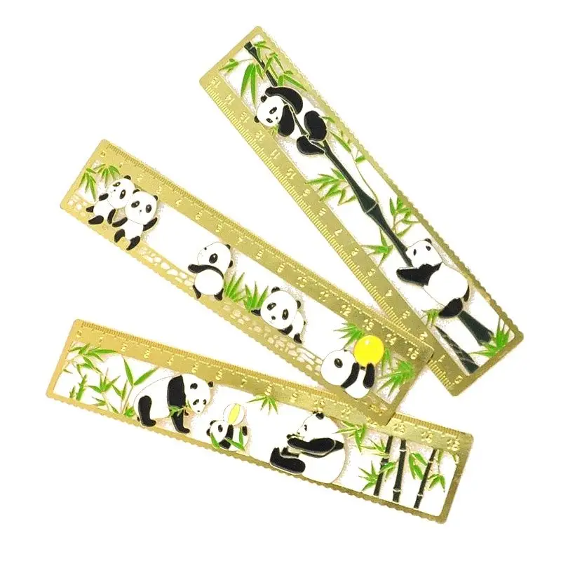 

Metal brass Paint Cartoon panda Scale ruler Chinese style creative gift