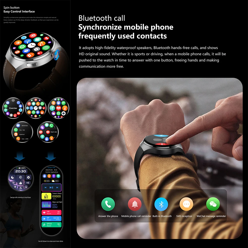 Смарт-часы мужские/женские с GPS поддержкой Bluetooth и голосовым помощником