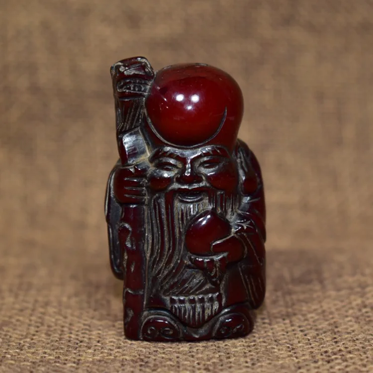 

Yak horn carving Ruyi Longevity Star guy Wenju horn carving pendant statue