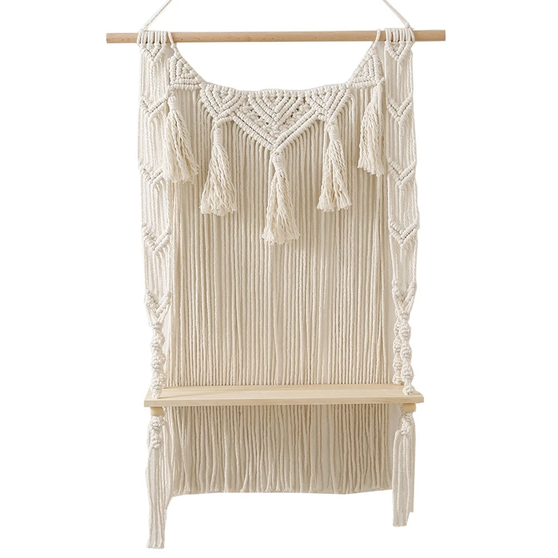 

Акция! Настенная подвесная полка макраме ручной работы в стиле бохо декоративные плавающие полки для горшка для растений, 1 яруса полки для ...