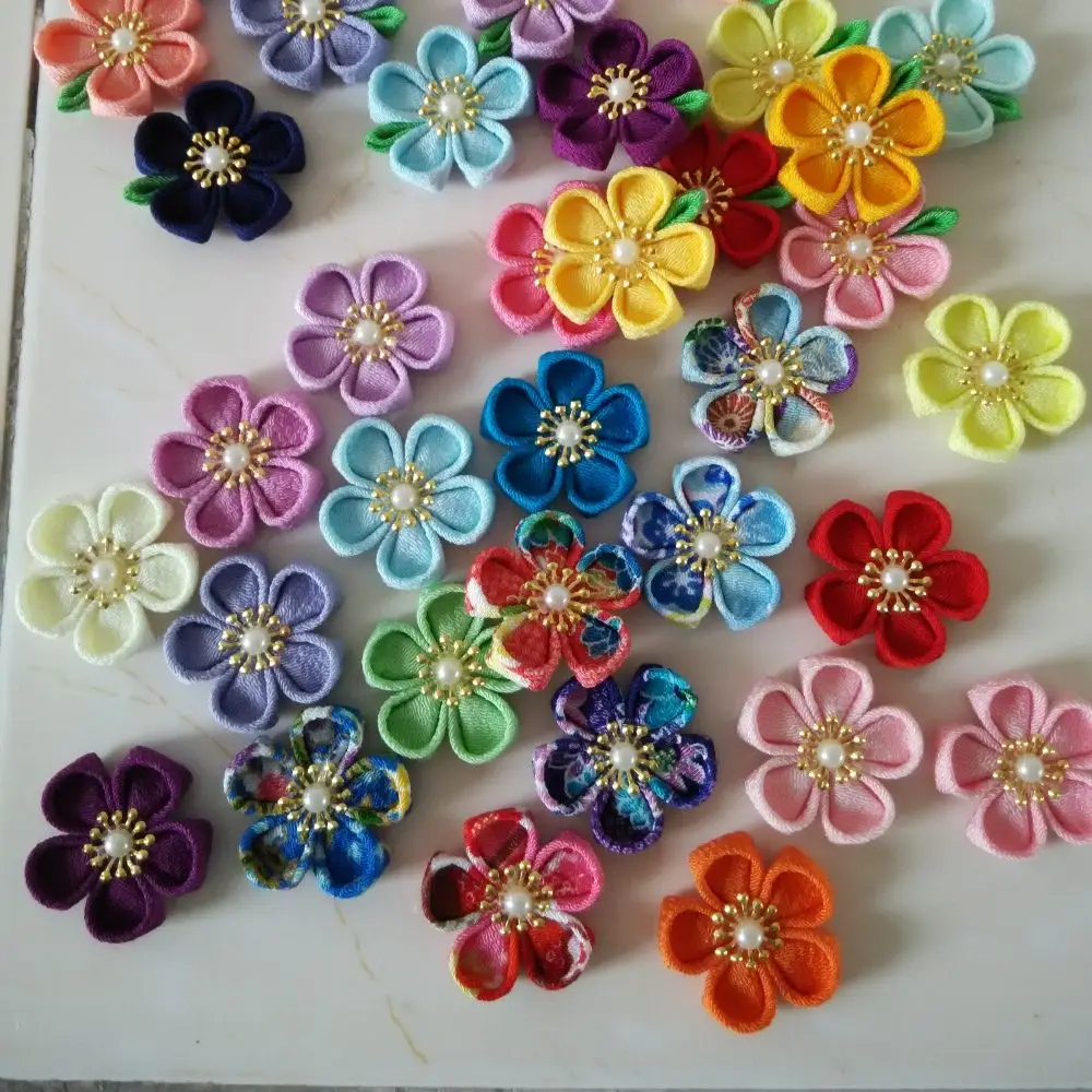 

LALAVARA 50pcs Sakura Flowers For DIY Work Hair Accessories Japanese Traditional Kanzashi