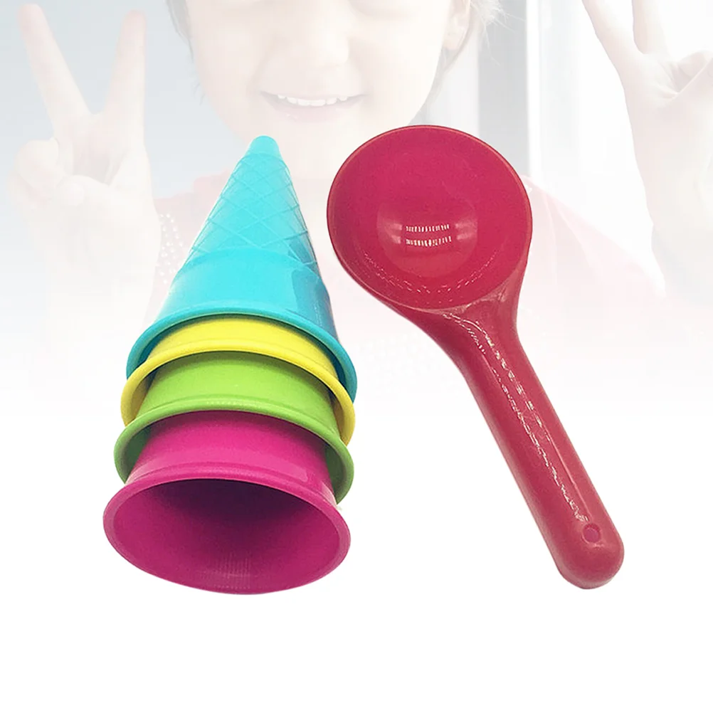 

Sand Toys Set 5 Piece Bundle 4 Cones and Scoop Kids Play Sand Kits Sandbox Toys Birthday Gift for Summer Pool Beach Play