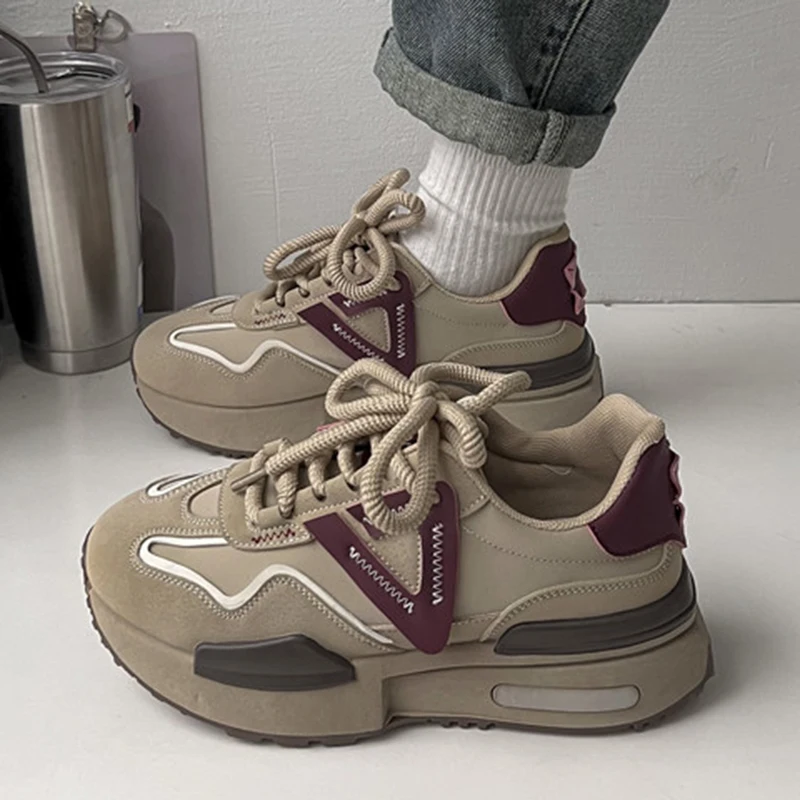 Женские кроссовки на платформе Повседневная Уличная обувь шнуровке удобная