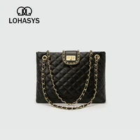 lohasys metal chain shoulder bag rhombus womens high quality top master design large capacity womens bag