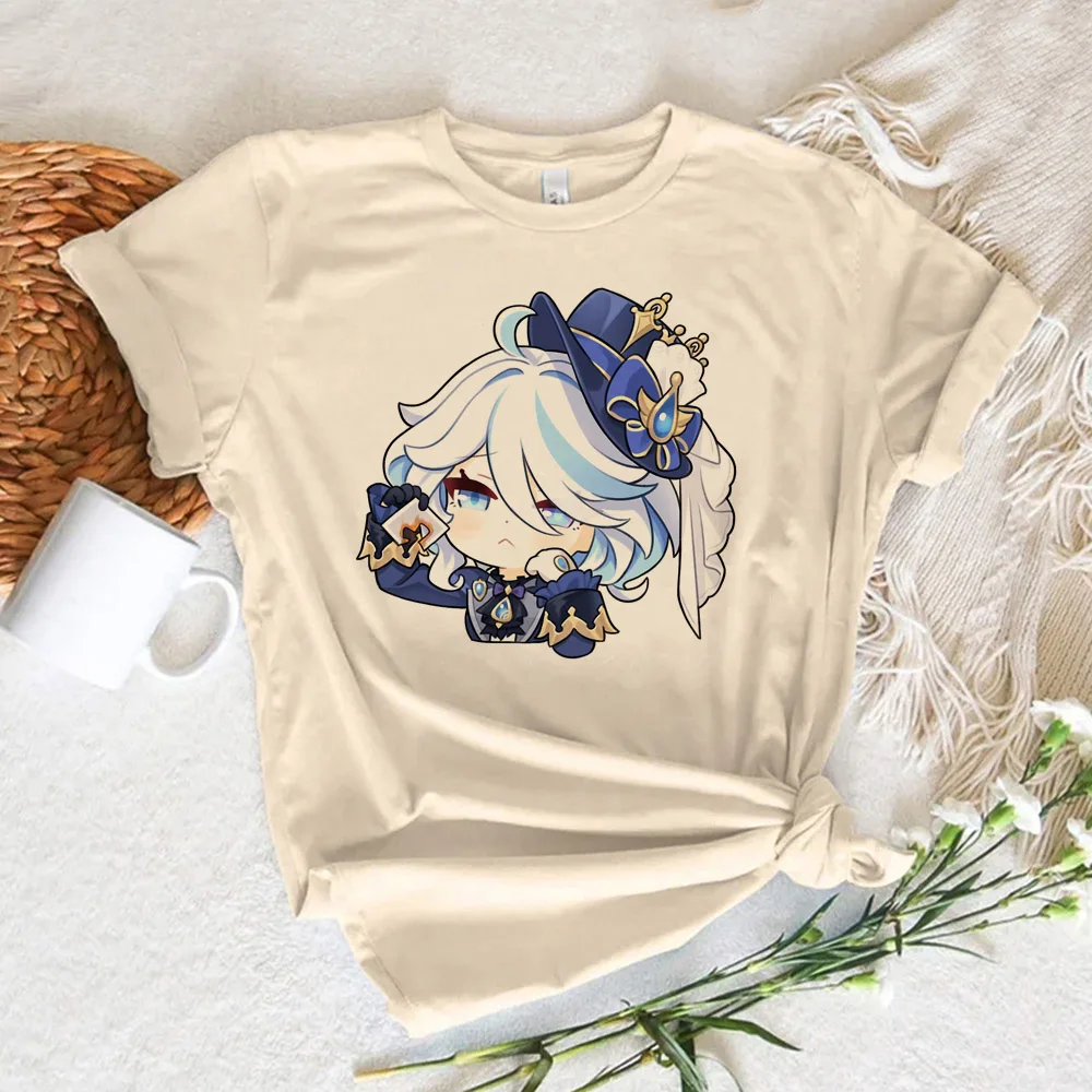 Футболка Genshin Impact Furina Женская комиксная уличная одежда футболки с рисунком манги