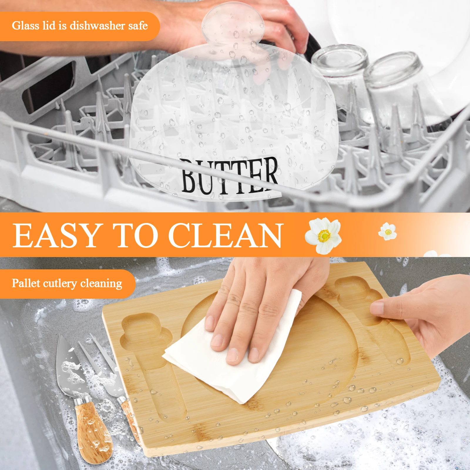 Тарелка для масла с крышкой и ножом прозрачная стеклянная тарелка герметичная