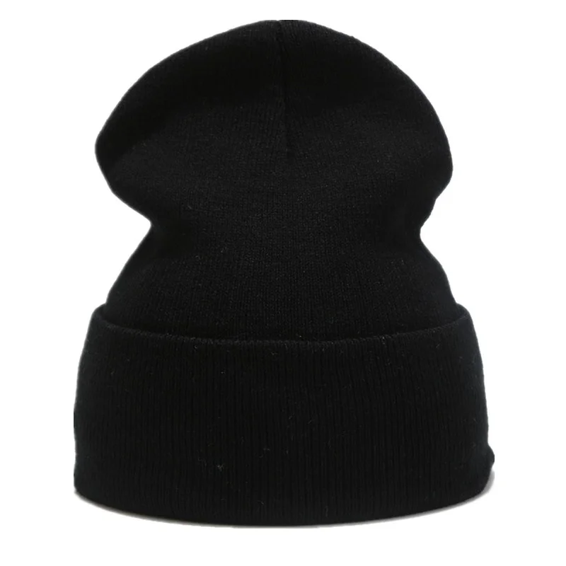 

New Winter Warm Soft Beanie Hat for Women Men Autumn Solid Color Male Stretch Knitted Crochet Beanies Cap Black Wholesale