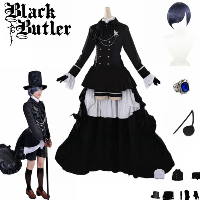 

Anime Black Butler Ciel Phantomhive Funeral Cosplay Cotume Kuroshitsuji Halloween Costume Fancy Party Outfit