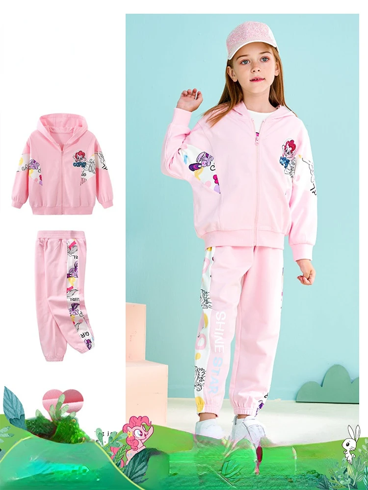

Спортивный костюм My Little Pony для девочек, новинка, повседневные спортивные брюки для девочек среднего и старшего возраста, комплект из двух предметов, подарок на день рождения