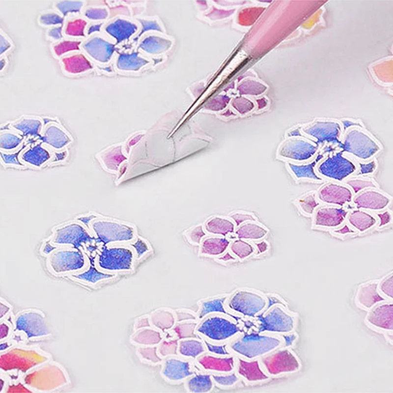 

5D Acrylic Engraved Flower Sticker Jewelry Making Resin Filler Embossed Flower Water Decals Empaistic Nail Decor