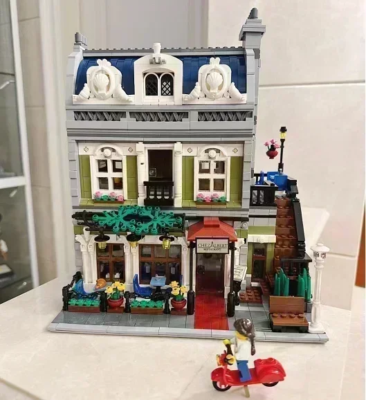 Expert Brick Bank Cafe Угловая модель Moc Модульные домики Строительные блоки Игрушки