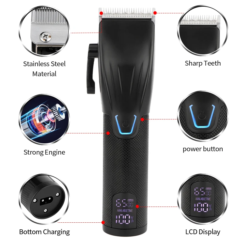 10W High Power Professional Hair Clipper LCD Display 2 in 1 Hair Trimmer Set Adjustable Hair Trimming Tool and 0mm Beard Timmers enlarge