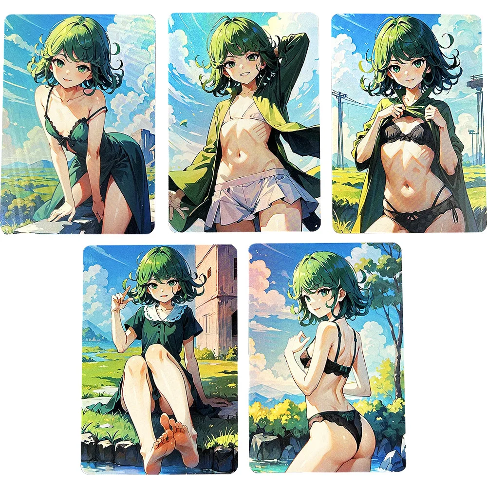

5Pcs/set One Punch-Man Tatsumaki Sexy Anime Collection Card Color Flash Lace Underwear Girl Anime Peripheral Otaku Gifts 59*86mm
