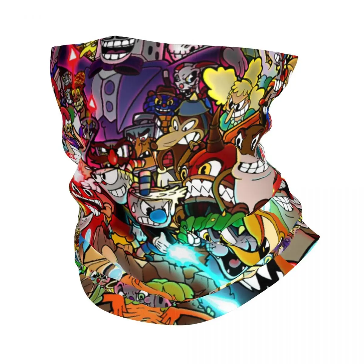 

Cuphead Poster Winter Headband Neck Warmer Men Women Hiking Camping Tube Scarf Electronic Video Game Face Bandana Gaiter