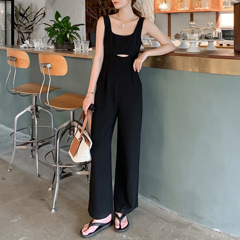 

Комбинезон женский летний с открытой спиной, пикантный свободный Ромпер на бретелях-спагетти, без рукавов, с завышенной талией, пикантный