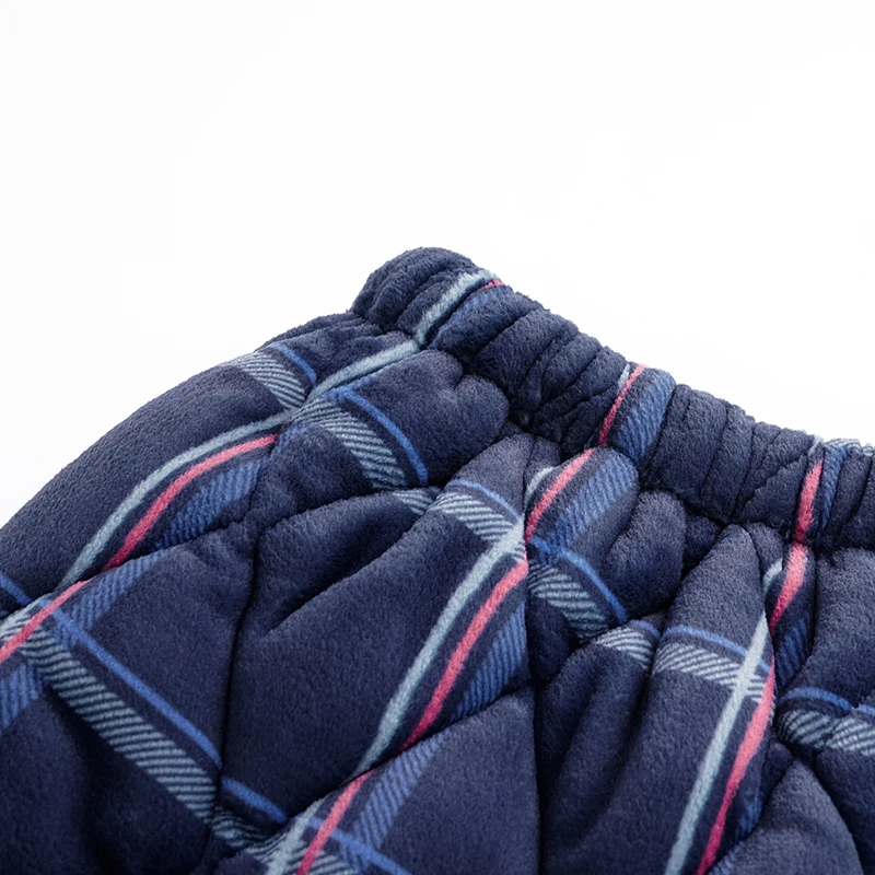 Мужские брюки размера плюс L-4XL 3-слойные хлопковые в клетку с зажимом