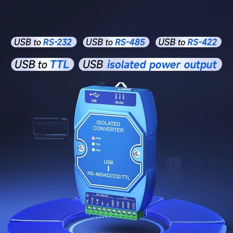 Фото Оптический изолированный промышленный преобразователь USB в RS485/RS232/TTL Преобразователь CH340/FTDI Интерфейс CDEBYTE Type-C №4