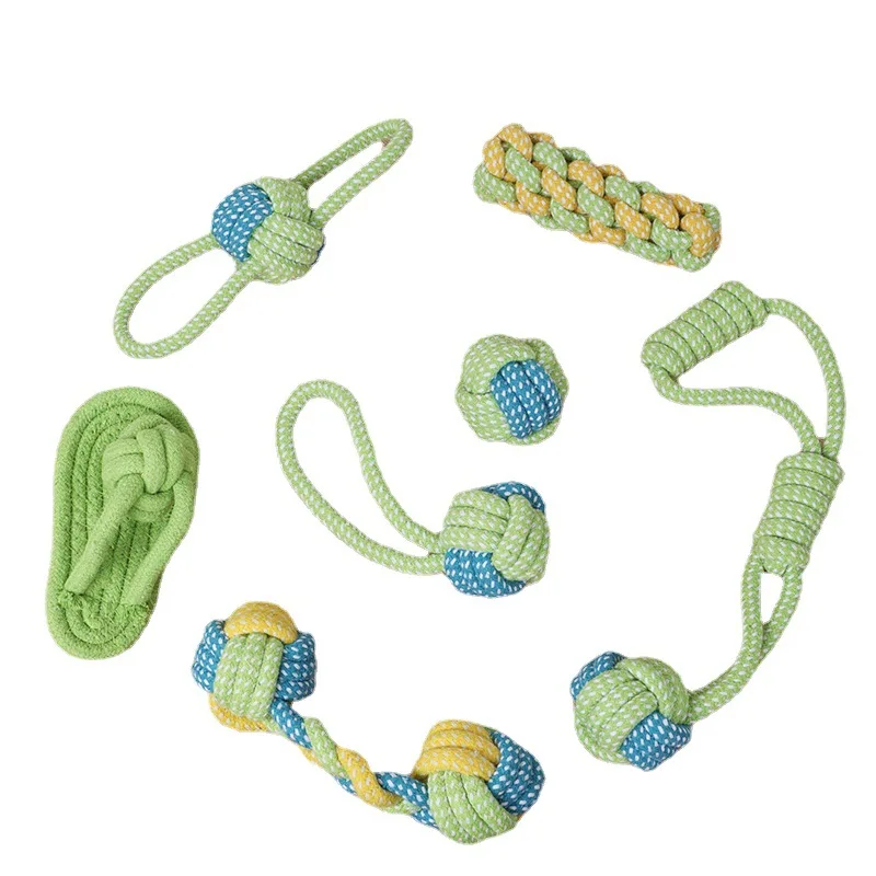

Dog Toy Rope Ball Toy for Small Medium Dogs Outdoor Training Toy for Dogs Teeth Cleaning Tug Toy Interactive Knot Rope S112