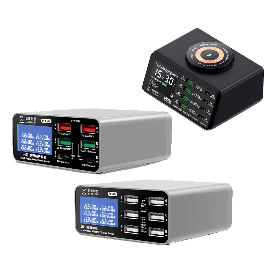 MEGA-IDEA супер быстрое зарядное устройство PQW110 B640 PQ687 с QC3.0 PD USB беспроводной зарядный порт 110 Вт 87 Вт 40 Вт для планшетов