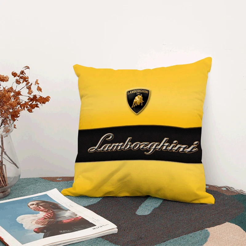 

Pillow Covers Cushion Cover L-Lamborghini Silk Decorative Pillows Pillowcases Cases Pillowcase Sofa 45*45 Anime Bed Fall Decor
