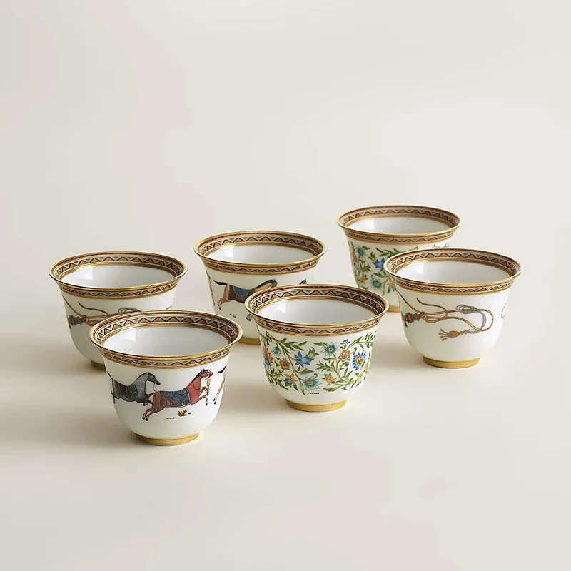 Bone China Ceramic Espresso  Cup 80 Ml Tea Milk Drinking Cups with Handle Mug for Office Novelty Gift With Original Box