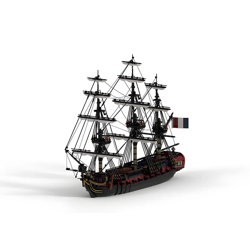 MOC- 144875 Французский средневековый парусный корабль Изумрудный фрегат Модель MOC