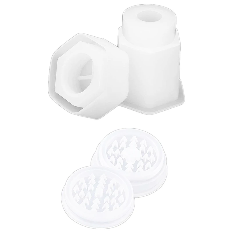 

Hexagon Jar And Spice Mill Grinder Casting Silicone Mold For DIY Herb Crusher,Jewelry Container Storage Box Spice Bottle