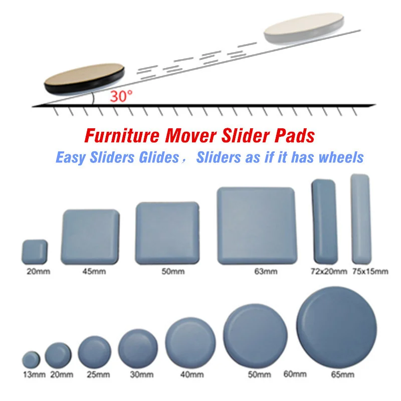 Chair Pads Floor Protector Rubber Feet Furniture Legs Table Felt Pad Seat Self-Adhesive Easy Move Heavy Furnitures Slider Glides
