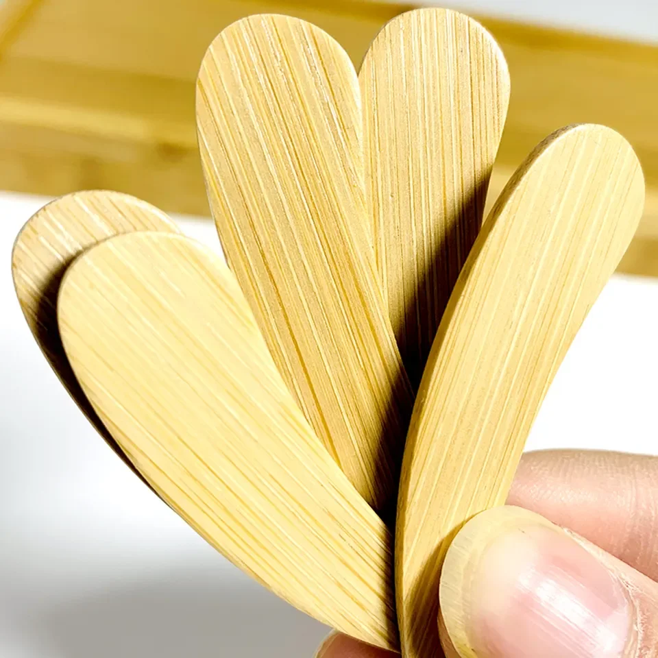 100 шт. экологически чистые бамбуковые мини-кремы для макияжа шпатели ухода за