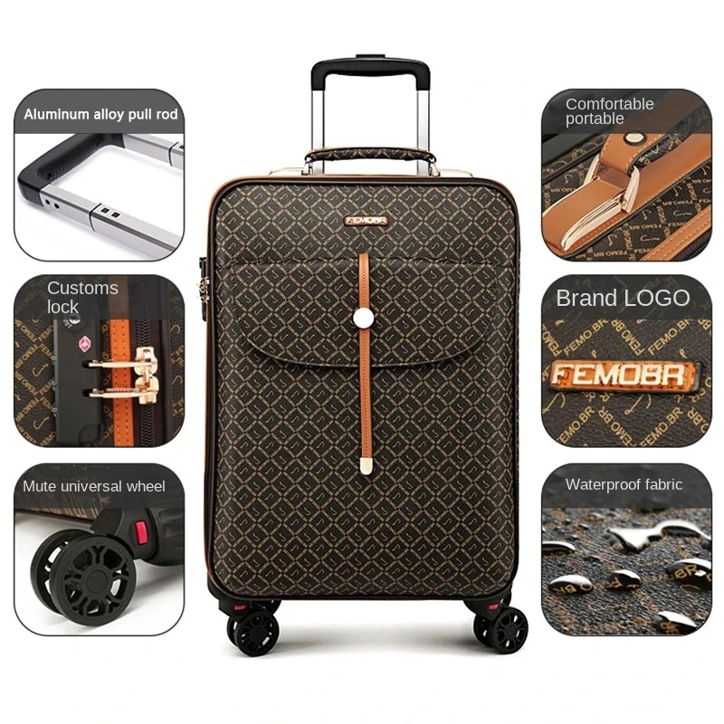 20 inch carry on suitcase with makeup bag for women male leather business luggage set mala de viagem 캐리어 чемодан enlarge