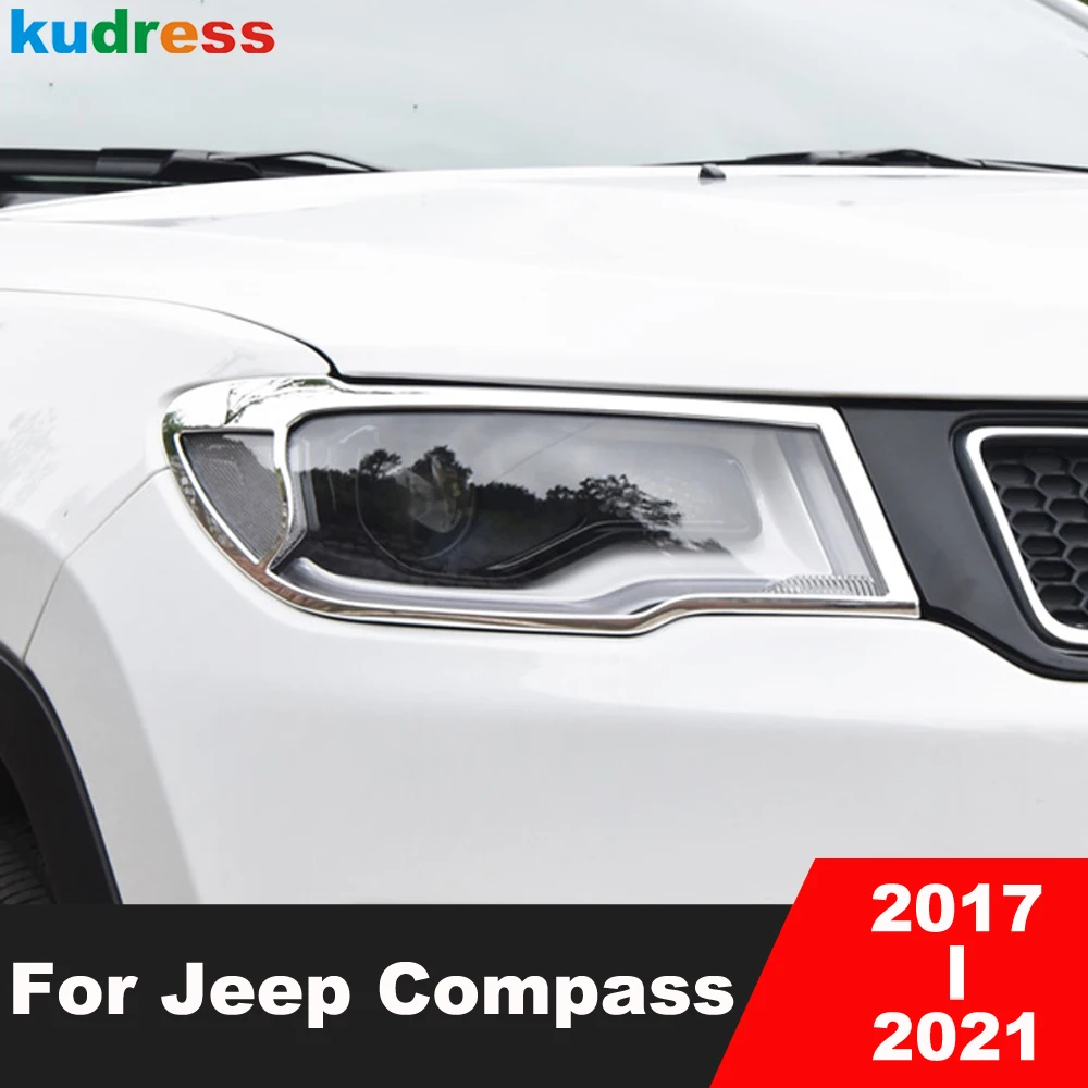 

Хромированная накладка на переднюю фару для Jeep Compass 2017 2018 2019 2020 2021