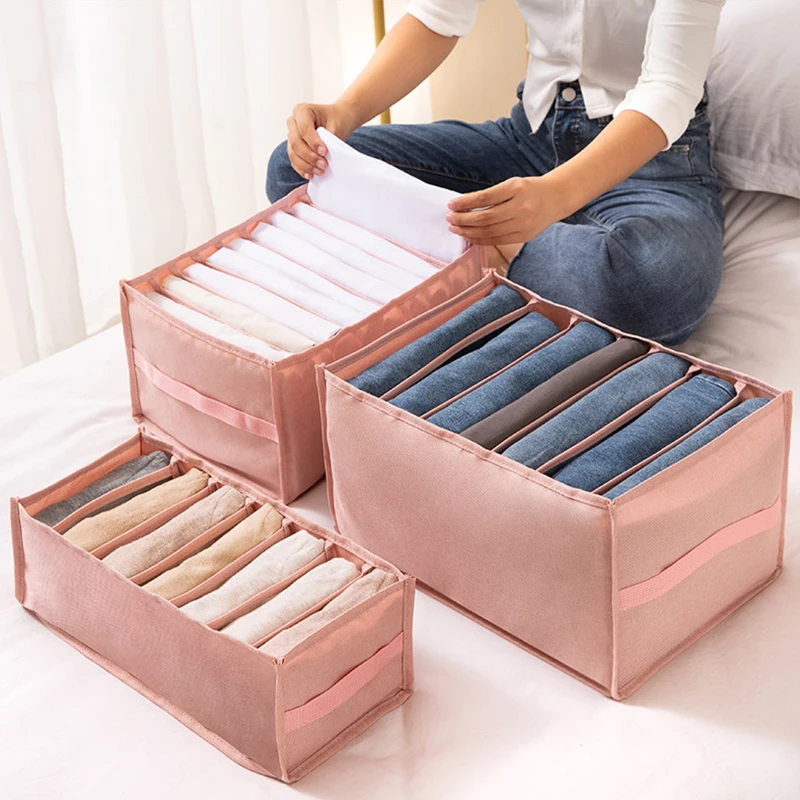 

Ящик для хранения одежды с 9 ячейками, для джинсов, шкафа, гардероба, отсека для одежды, ящик для одежды, сетчатая разделительная коробка, орг...