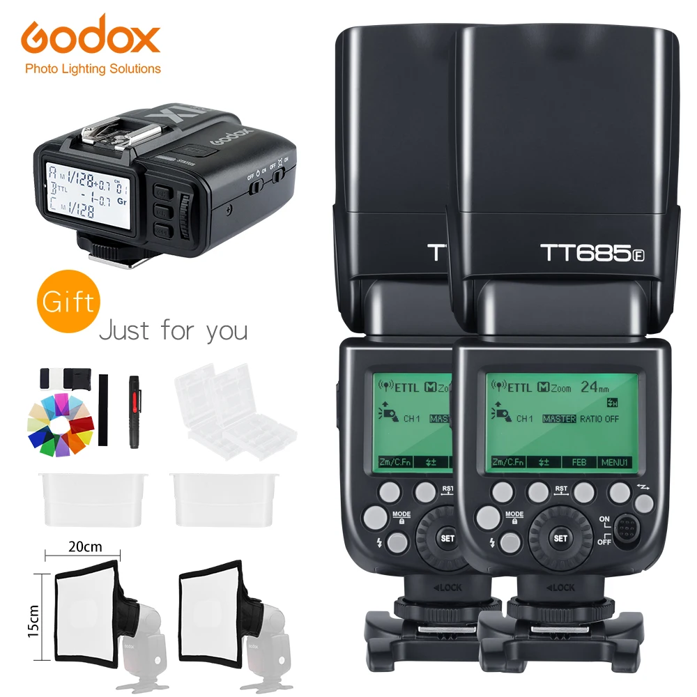 

Godox 2 XTT685F + X1T-F Trigger 2.4G HSS 1/8000s TTL II GN60 Camera Flash Speedlite For Fujifilm + 7 Gift Kit