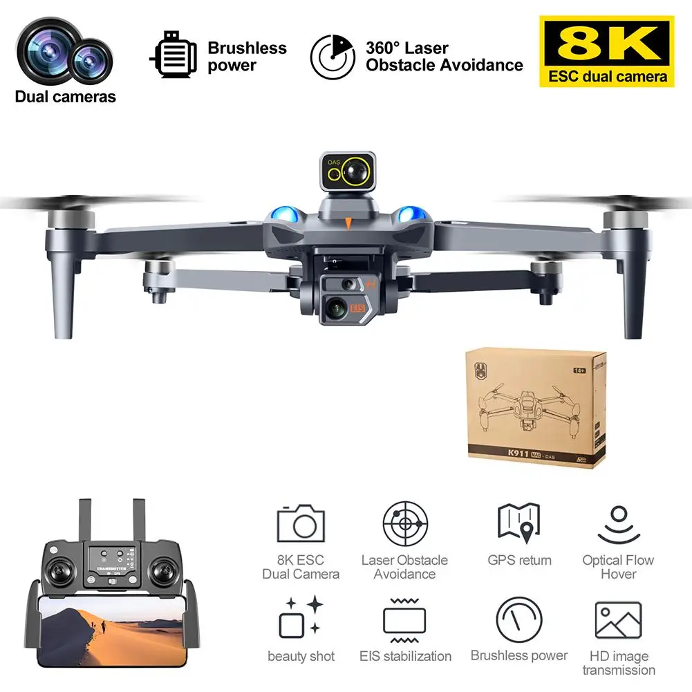

K911 Max Gps Drone 4k Professional Obstacle Avoidance 8k Dual Hd Camera Brushless Motor Foldable Quadcopter Rc Distance 1200m