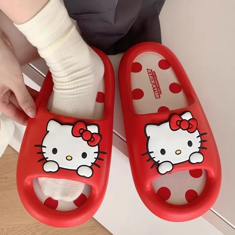 

New Kawaii Sanrio Hello Kitty Slippers My Melody Cinnamoroll Anime Cartoon Bath Sandals Indoor Home Non-slip Y2k Sandals Toy Gif