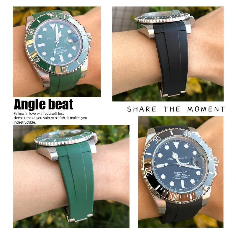 Ремешок мягкий резиновый для часов водонепроницаемый силиконовый браслет Rolex