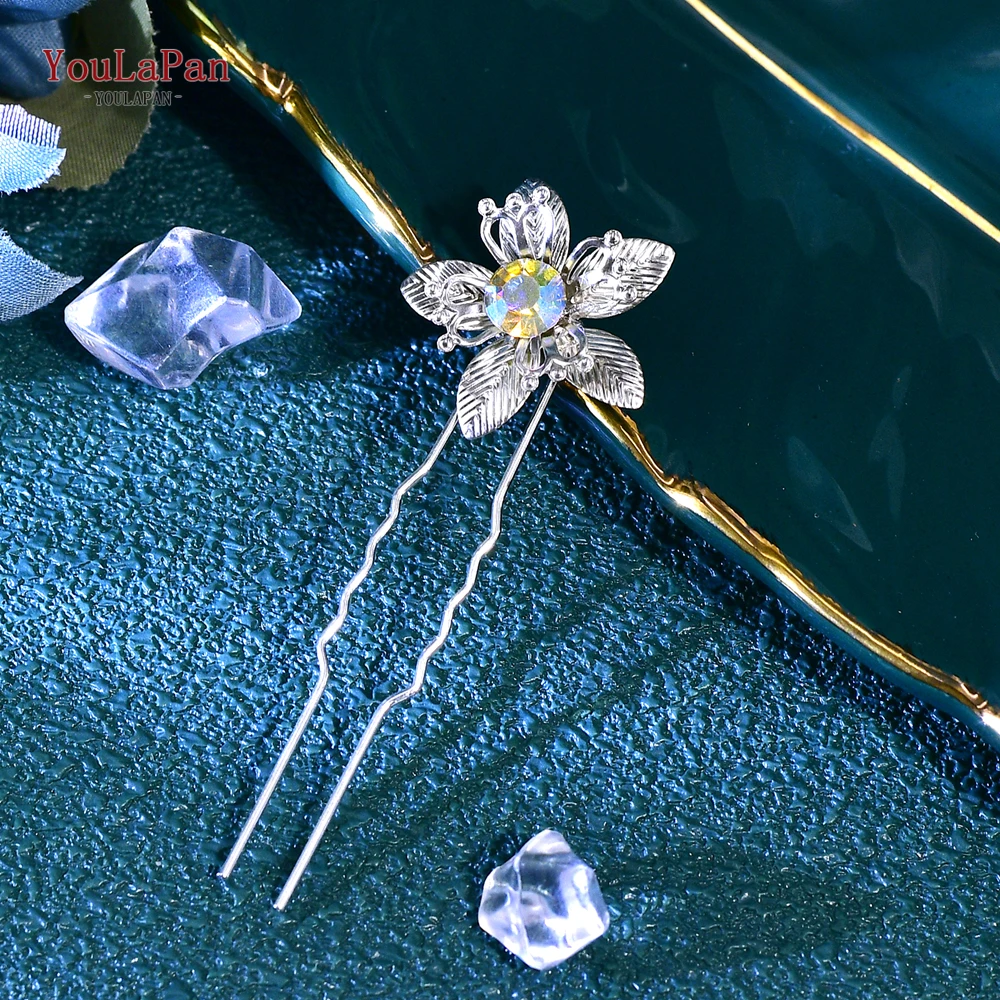 YouLaPan серебряный цвет сплава цветок заколки для волос невесты женщин украшения