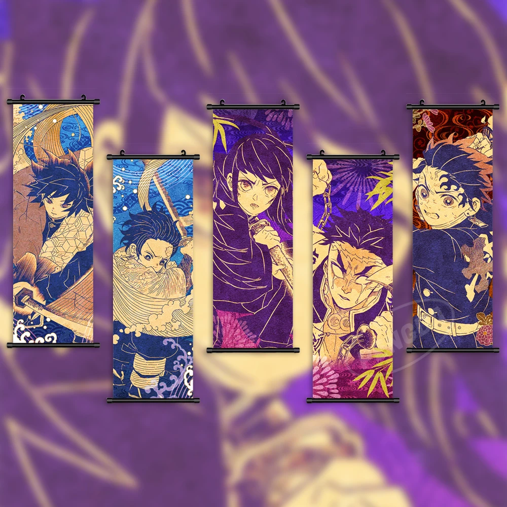 

Аниме настенная Картина на холсте Kamado Tanjirou домашний декор рассекающий демонов подвесная картина Iguro Obanai картина прокрутка для гостиной
