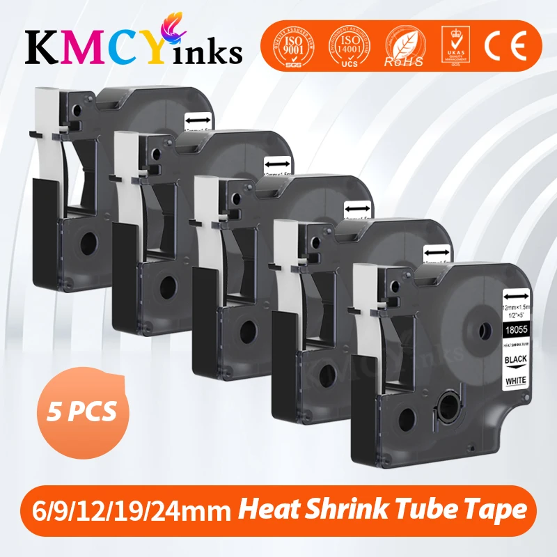 

KMCYinks 5 Pcs 18051 18052 Compatible for Dymo Industrial Heat Shrink Tube dymo 18053 18054 18055 18056 DYMO Rhino Label Printer